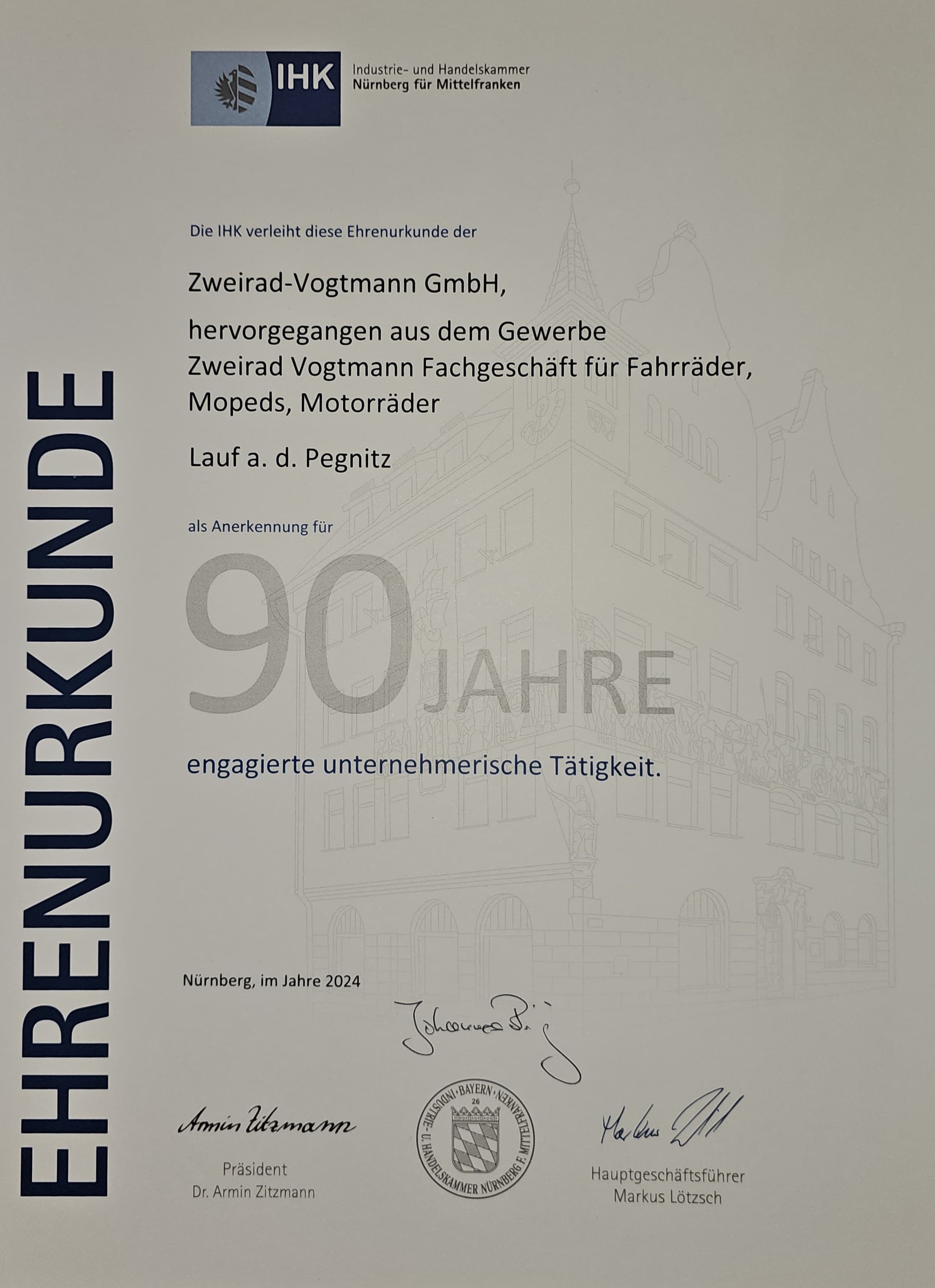 Urkunde 90 jähriges